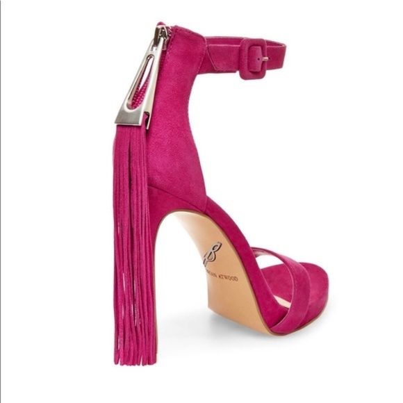 Brian Atwood Tosca Heels Open toe Tassel Ankle Strap Sandal Stiletto Pumps Pink - Picture 13 of 13